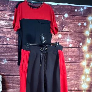 Akademiks Boys red & white jogger/T-shirt set. Size XL